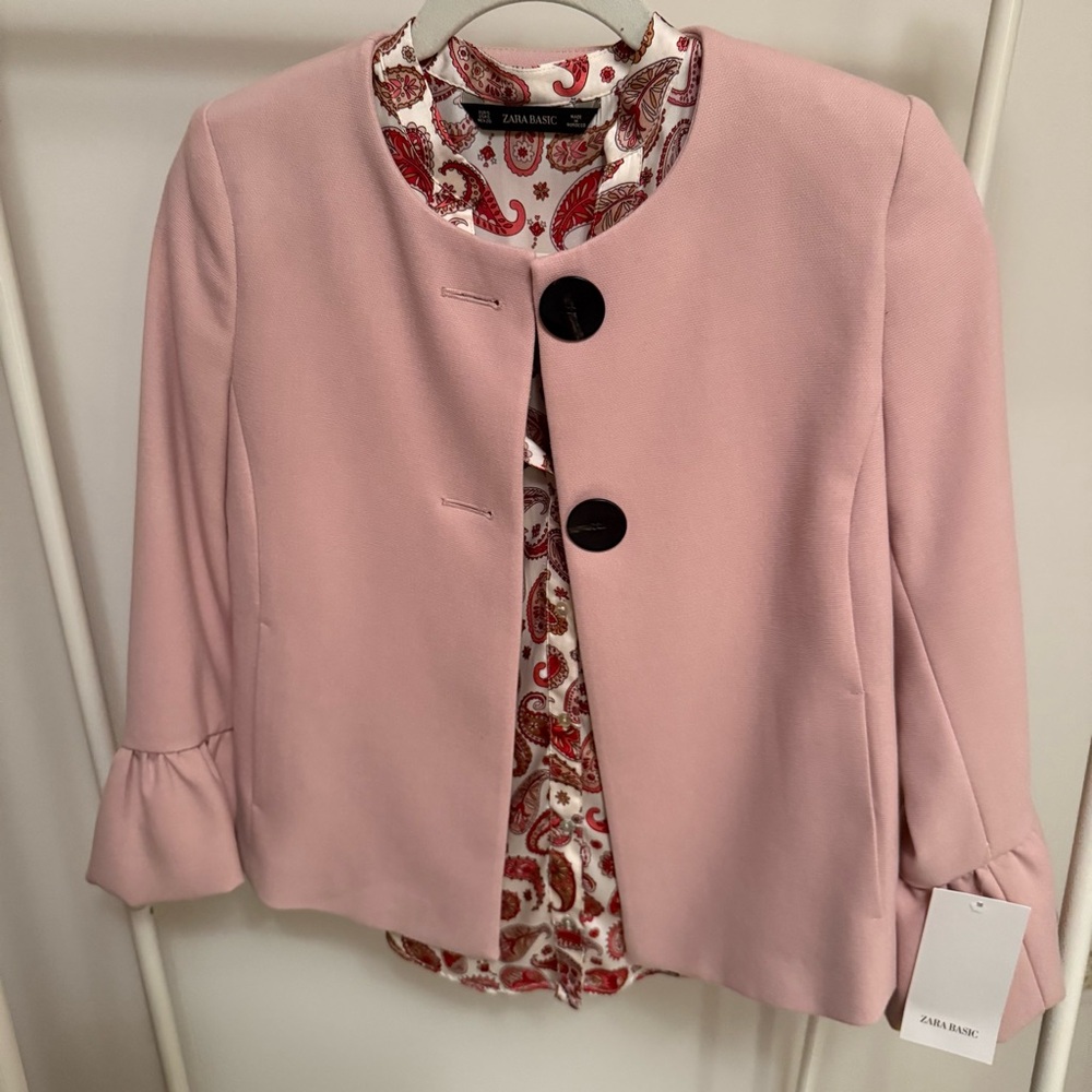 NWT Zara jacket with ruffle sleeve size XS and Zara blouse size S
